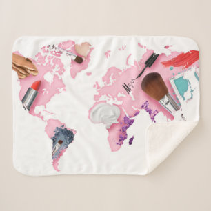 Couverture Sherpa Carte en pastel du monde de Comestics