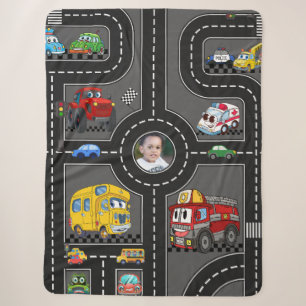 Couverture Sherpa Carte routière photo enfants Véhicules de dessin a