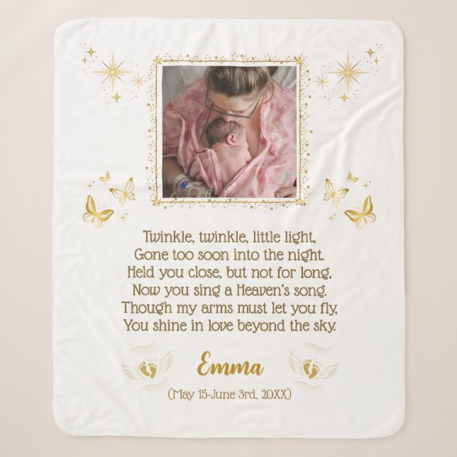 Couverture Sherpa Carte Sherpa Memorial pour bébé personnalisée (Devant)
