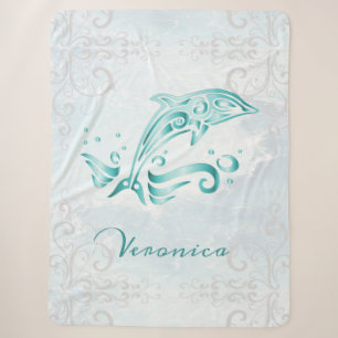 Couverture Sherpa Carte Sherpa personnalisée Dolphin turquoise