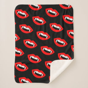 Couverture Sherpa Cartoon Monster Vampire Lèvres pointes dents dents