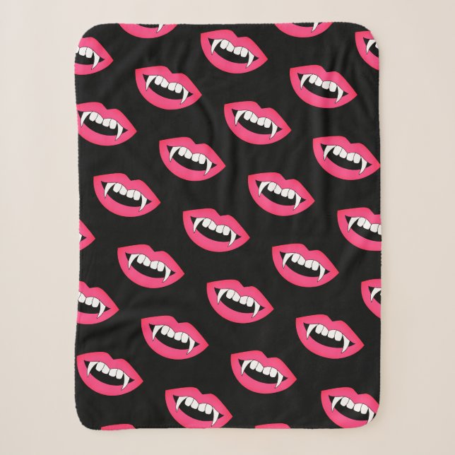 Couverture Sherpa Cartoon Monster Vampire Lèvres pointes dents dents (Devant)