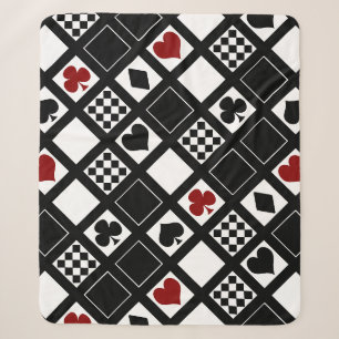 Couverture Sherpa Casino jouer aux cartes costume coeur croix clubs