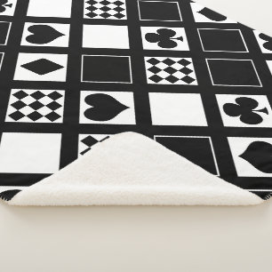 Couverture Sherpa Casino jouer aux cartes costume coeur croix clubs 