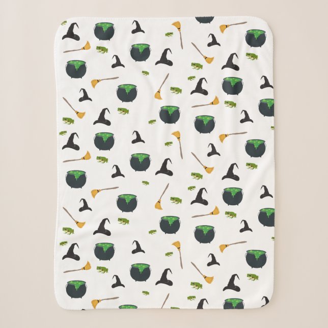 Couverture Sherpa Casquette de sorcière Broom Caldron Motif Hallowee (Devant)