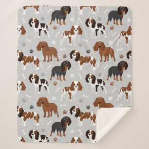 Couverture Sherpa Cavalier King Charles Spaniel Paws and Bones