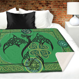 Couverture Sherpa Celtique irlandais de dragon vert