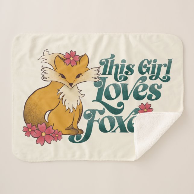 Couverture Sherpa Cette fille aime les renards aux fleurs (Devant (Horizontal))