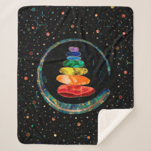 Couverture Sherpa Chakras Zen Stones et Enso circle