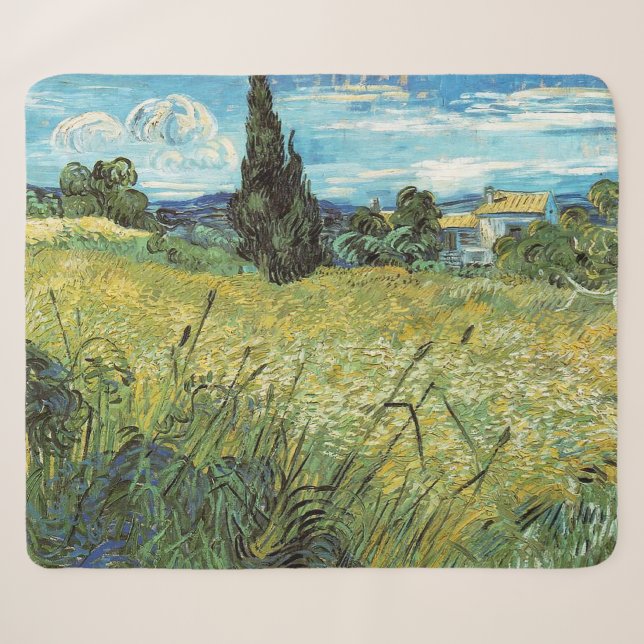 Couverture Sherpa Champ de blé vert Vincent van Gogh (Devant (Horizontal))