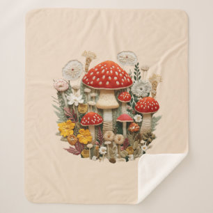 Couverture Sherpa Champignon et Fleur sauvage Sherpa Blanket