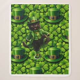Couverture Sherpa Chanceux lutin chat noir Saint-Patrick Pat