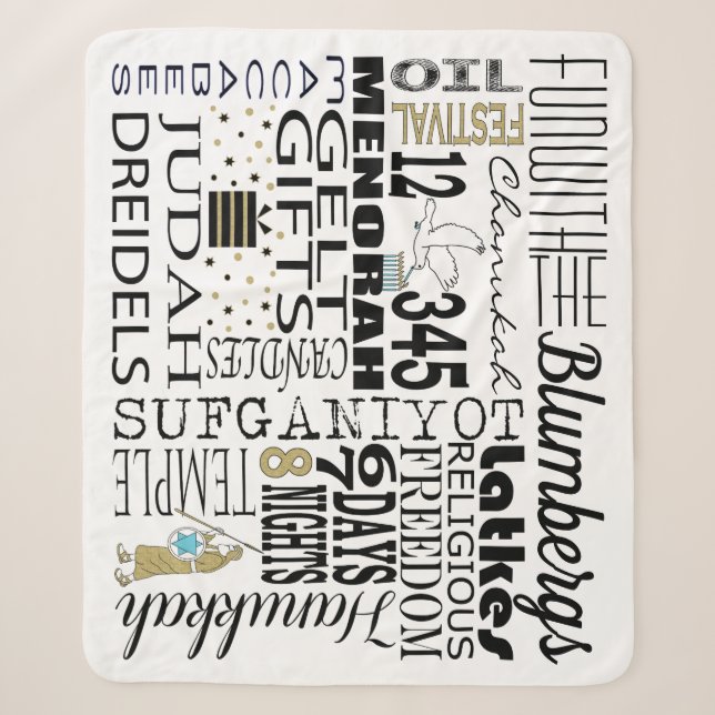 Couverture Sherpa Chanukah Mots Fun Sherpa Blanche/Moyen (Devant)