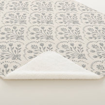 Charbon et motif floral beige à motif de coquille
