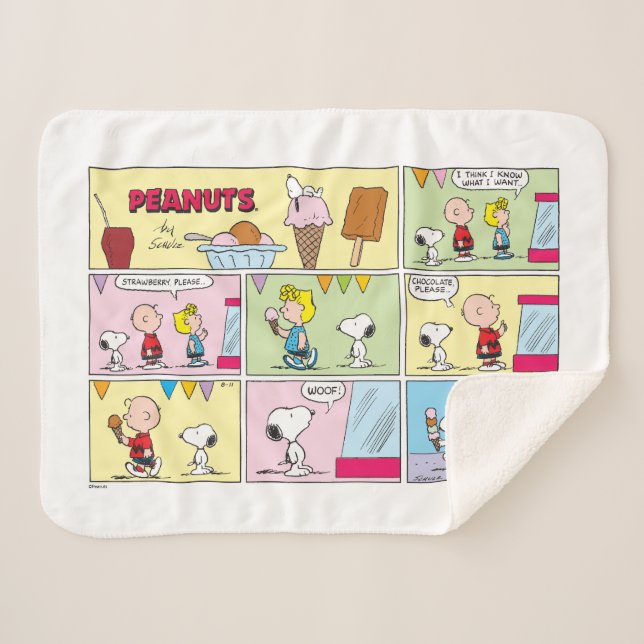 Couverture Sherpa Charlie Brown, Snoopy & Sally | Crème glacée (Devant (Horizontal))