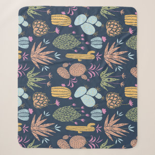 Couverture Sherpa Charme de cactus : Vintage coloré Floral