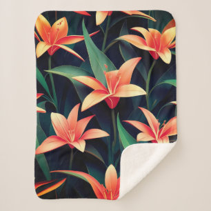 Couverture Sherpa Charme floral minimaliste Motif sans couture
