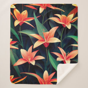Couverture Sherpa Charme floral minimaliste Motif sans couture