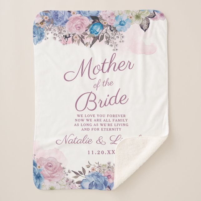 Couverture Sherpa Charme parisien Bleu & Rose Mère de la Mariée (Devant)