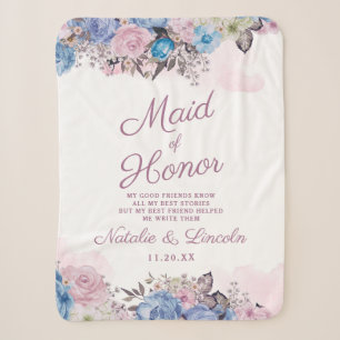 Couverture Sherpa Charme parisien Citation d'honneur bleu et rose fe