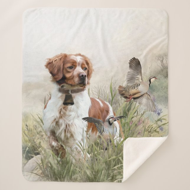 Couverture Sherpa Chasse avec un chien breton, Art (Devant)