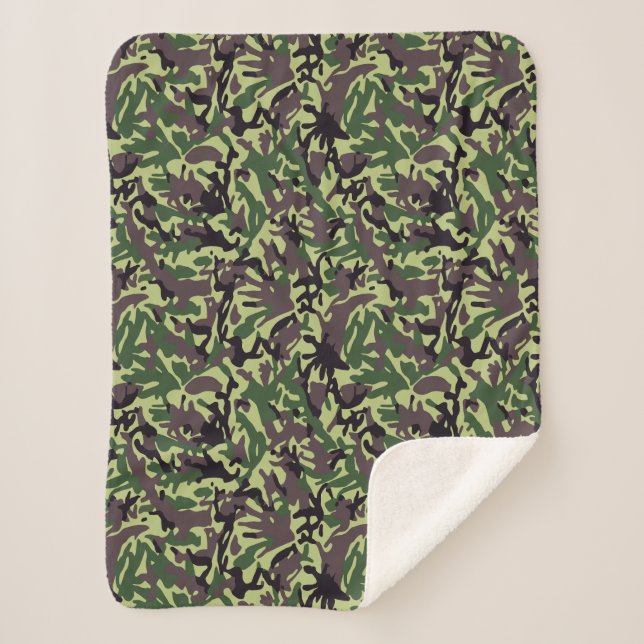 Couverture Sherpa Chasseurs Motif Camo Vert (Devant)