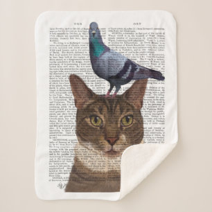 Couverture Sherpa Chat avec Pigeon sur la tête