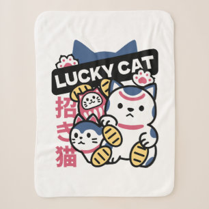 Couverture Sherpa Chat Chanceux Maneki Neko – Chat de Fortune Japona