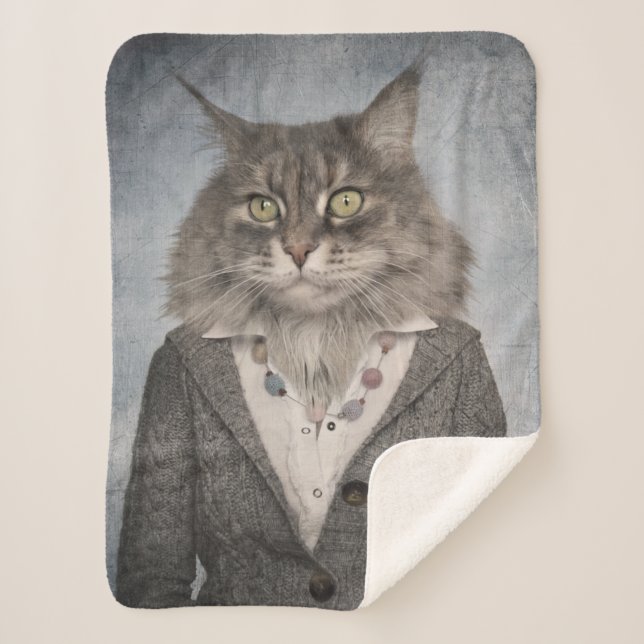Couverture Sherpa Chat dans des vêtements (Devant)