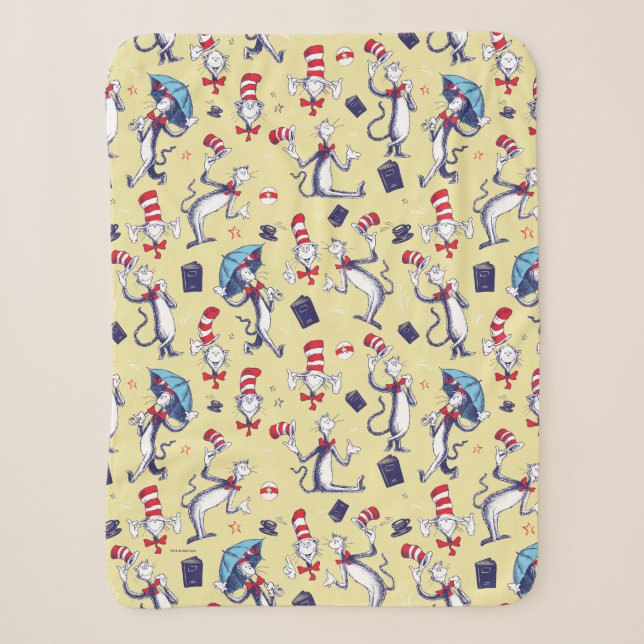 Couverture Sherpa Chat Dans Le Casquette | Motif jaune (Devant)