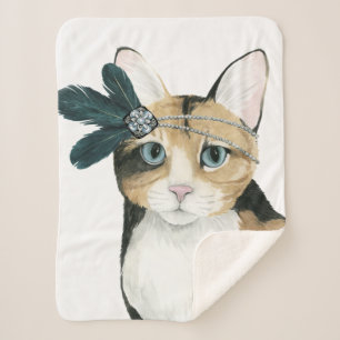 Couverture Sherpa Chat de Downton incrusté de bijoux avec des