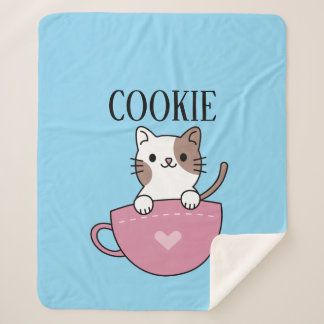 Couverture Sherpa Chat en tasse personnalisé 