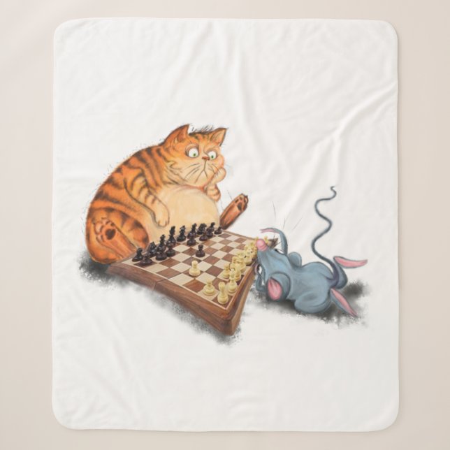 Couverture Sherpa Chat et souris Jouer aux échecs Sherpa Blanket (Devant)