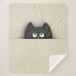 Couverture Sherpa Chat noir pelucheux mignon faisant une pointe
