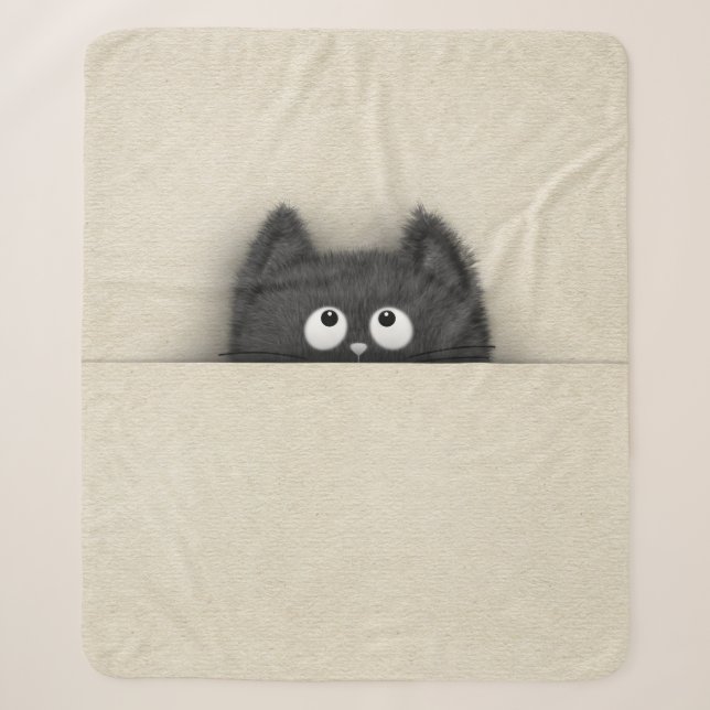 Couverture Sherpa Chat noir pelucheux mignon faisant une pointe (Devant)