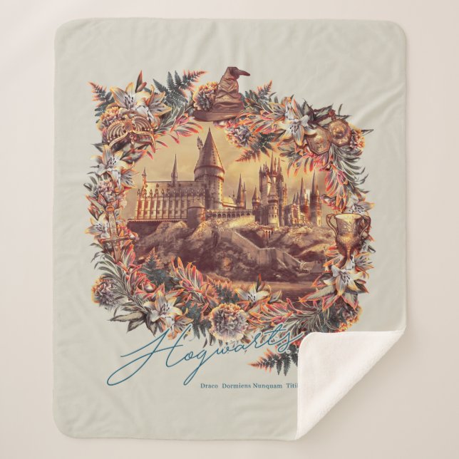 Couverture Sherpa CHÂTEAU HOGWARTS™ Graphique floral (Devant)