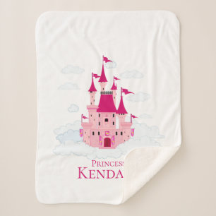 Couverture Sherpa Château Princesse Rose Personnalisé Fille