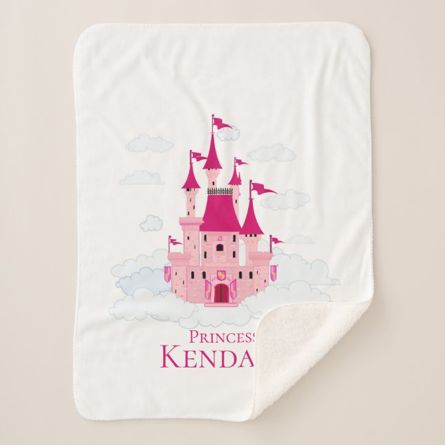 Couverture Sherpa Château Princesse Rose Personnalisé Fille (Devant)