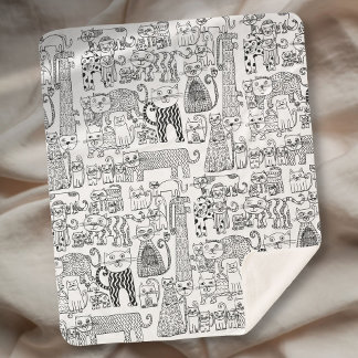 Couverture Sherpa Chats et chatons noirs et blancs modernes