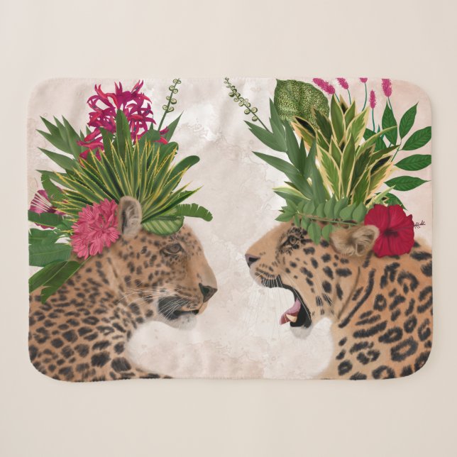 Couverture Sherpa Chaud House Leopards | Une paire (Devant (Horizontal))