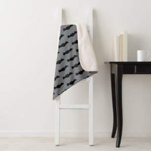 Couverture Sherpa Chauves-souris grises et noires d'Halloween
