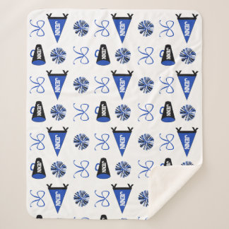 Couverture Sherpa Cheer Camp Blue and Black Cheerleadering Pompom