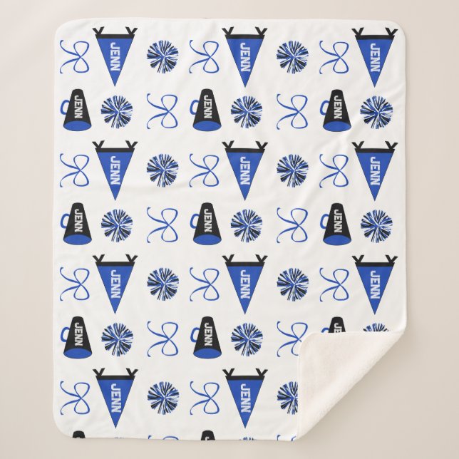 Couverture Sherpa Cheer Camp Blue and Black Cheerleadering Pompom   (Devant)