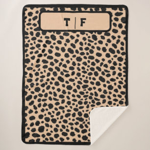 Couverture Sherpa Cheetah Skin Imprimer Monogramme initial