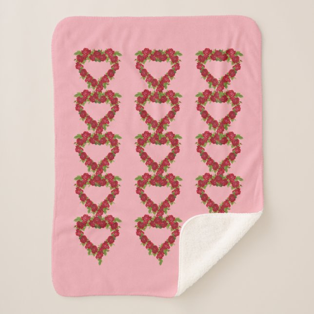 Couverture Sherpa Chemises en forme de coeur des Roses rouges Feuill (Devant)