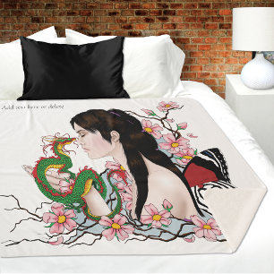 Couverture Sherpa Cherry Blossoms Fairy Dragon Amitié