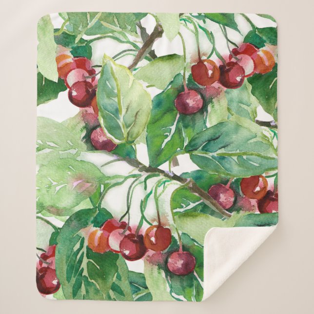 Couverture Sherpa Cherry Seamless Pattern (Devant)