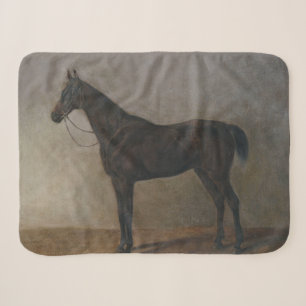 Couverture Sherpa Cheval Brown en dorage foncé (Art animal Vintage)