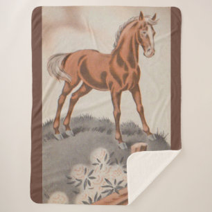 Couverture Sherpa cheval heureux en brun