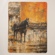 Cheval majestueux dans un coucher de soleil abstra